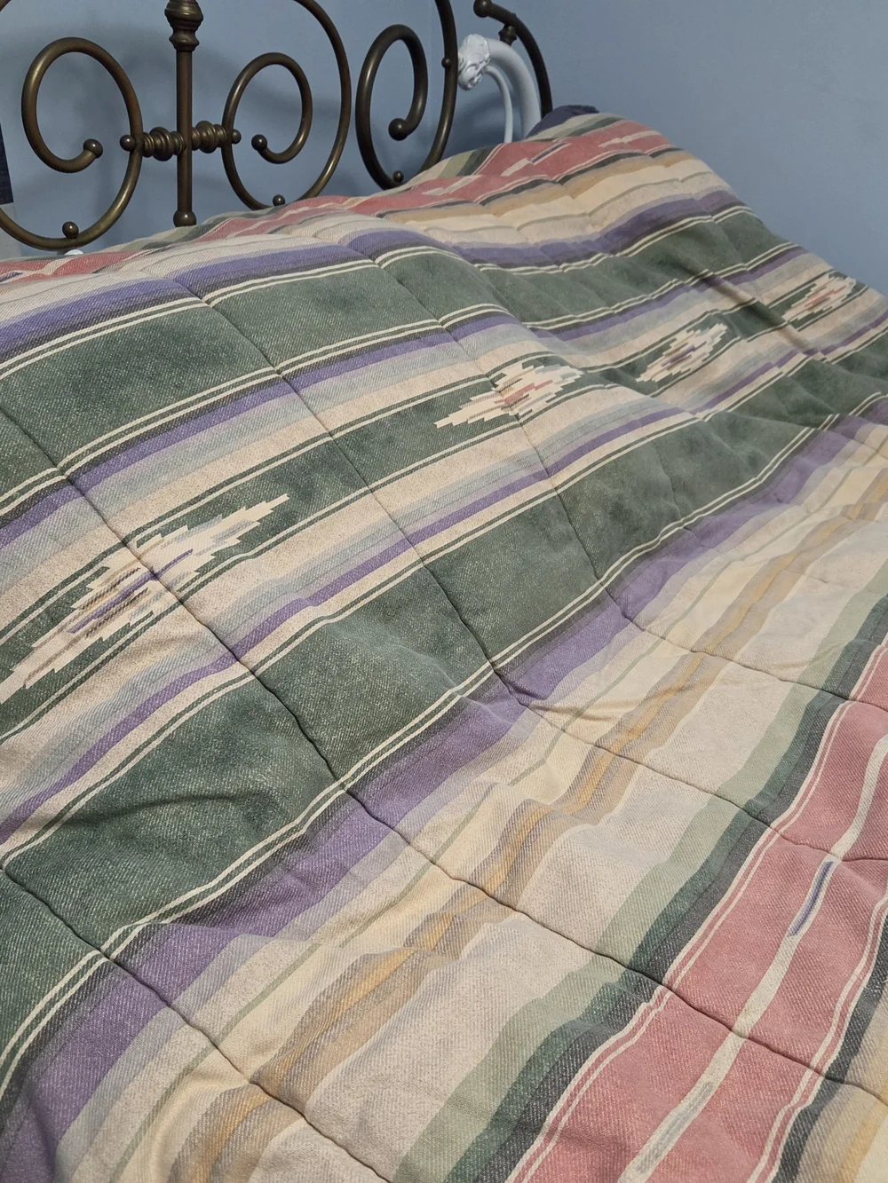 Ralph Lauren Striped Comforter in Green, Red, Purple, Cream